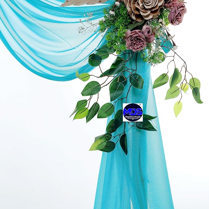 MDS Halloween Chiffon Draping Fabric - 1 Panel, 30" Wide x 100ft Long - Sheer Spooky Arbor & Canopy Drapery for Haunted House Backdrops, Party Ceilings, DIY Costumes & Themed Events - Peacock Blue