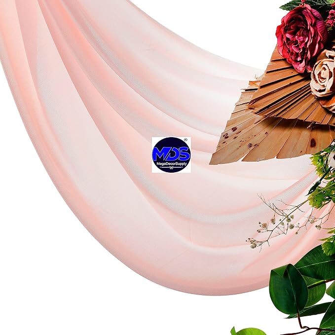 MDS Halloween Chiffon Draping Fabric - 2 Panel, 30" Wide x 100ft Long - Sheer Spooky Arbor & Canopy Drapery for Haunted House Backdrops, Party Ceilings, DIY Costumes & Themed Events - Dusty Rose