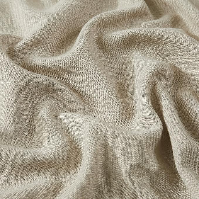 Vision Home Sand Pinch Pleated Semi Sheer Curtains Textured Linen Blended Light Filtering Window Curtains 95 inch for Living Room Bedroom Pinch Pleat Drapes with Hooks 2 Panels 40" Wx95 L,Camel Beige
