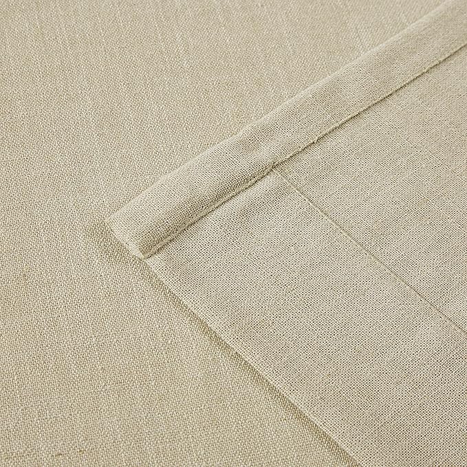 Vision Home Sand Pinch Pleated Semi Sheer Curtains Textured Linen Blended Light Filtering Window Curtains 108 inch for Living Room Bedroom Patio Pinch Pleat Drapes with Hooks 1 Panel 84" Wx108 L