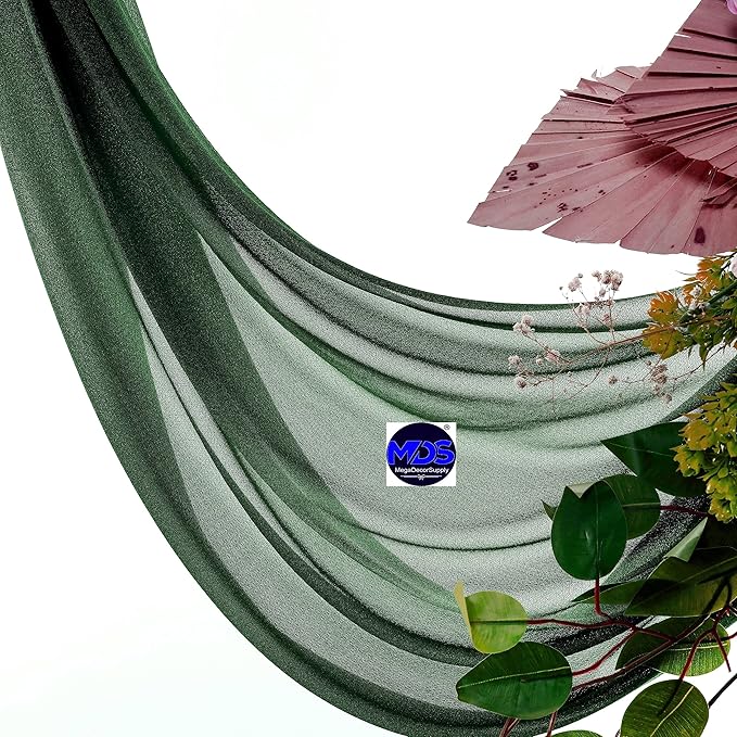 MDS Halloween Chiffon Draping Fabric - 1 Panel, 30" Wide x 30ft Long - Sheer Spooky Arbor & Canopy Drapery for Haunted House Backdrops, Party Ceilings, DIY Costumes & Themed Events - Hunter Green