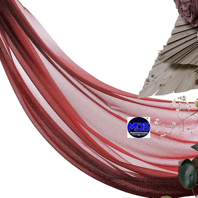 MDS Halloween Chiffon Draping Fabric - 1 Panel, 30" Wide x 40ft Long - Sheer Spooky Arbor & Canopy Drapery for Haunted House Backdrops, Party Ceilings, DIY Costumes & Themed Events - Apple Red