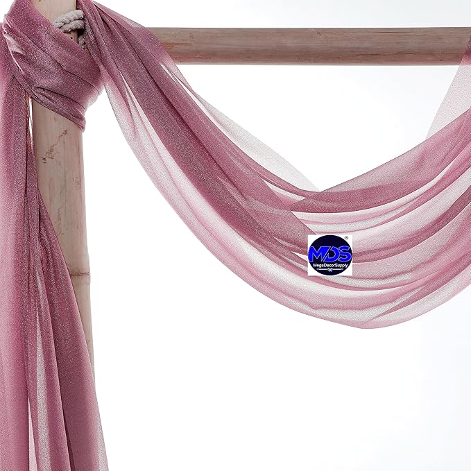 MDS Halloween Chiffon Draping Fabric - 2 Panel, 30" Wide x 75ft Long - Sheer Spooky Arbor & Canopy Drapery for Haunted House Backdrops, Party Ceilings, DIY Costumes & Themed Events - Mauva