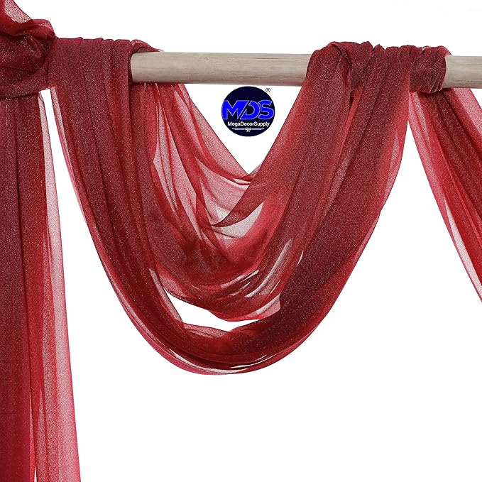 MDS Halloween Chiffon Draping Fabric - 1 Panel, 30" Wide x 30ft Long - Sheer Spooky Arbor & Canopy Drapery for Haunted House Backdrops, Party Ceilings, DIY Costumes & Themed Events - Apple Red