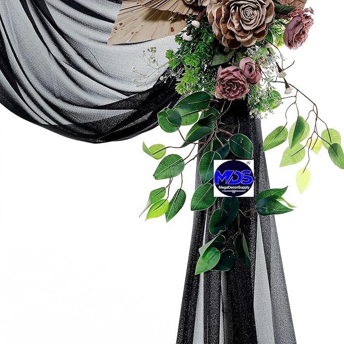 MDS Halloween Chiffon Draping Fabric - 1 Panel, 30" Wide x 30ft Long - Sheer Spooky Arbor & Canopy Drapery for Haunted House Backdrops, Party Ceilings, DIY Costumes & Themed Events - Black