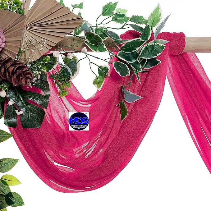 MDS Halloween Chiffon Draping Fabric - 1 Panel, 30" Wide x 75ft Long - Sheer Spooky Arbor & Canopy Drapery for Haunted House Backdrops, Party Ceilings, DIY Costumes & Themed Events - Hot Pink