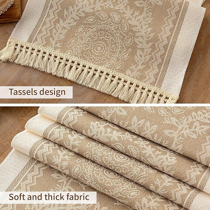 Table Runners 107 Inches,Waterproof Boho Table Runner with Tassel Fringe,Table Runner for Party Coffee Table