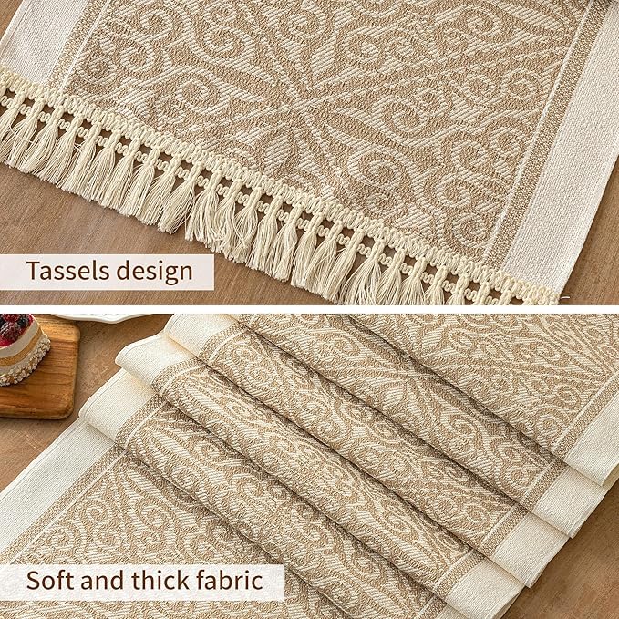 Table Runners 95 Inches,Waterproof Boho Table Runner with Tassel Fringe,Table Runner for Party Coffee Table