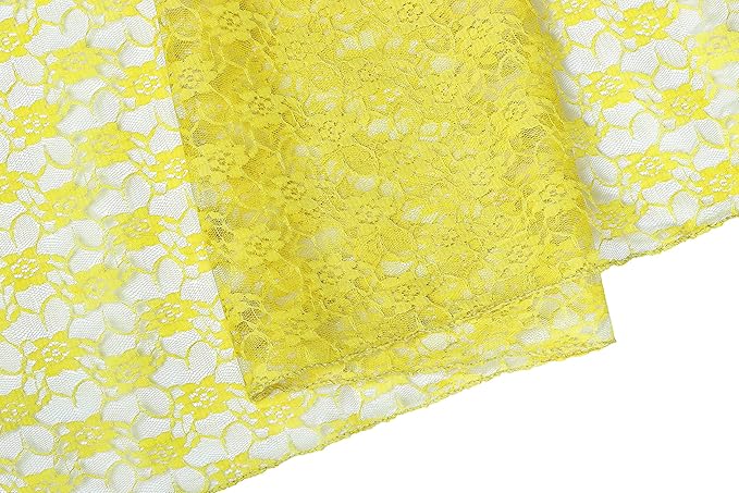 MDS Pack of 20 Wedding 12 x 108 inches Lace Table Runner for Wedding, Decorations for Birthday Parties, Banquets, Graduations, Engagements, and Runners fit Rectangle, Round Table- Yellow