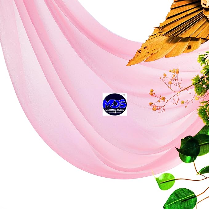 MDS Halloween Chiffon Draping Fabric - 2 Panel, 30" Wide x 75ft Long - Sheer Spooky Arbor & Canopy Drapery for Haunted House Backdrops, Party Ceilings, DIY Costumes & Themed Events - Coral
