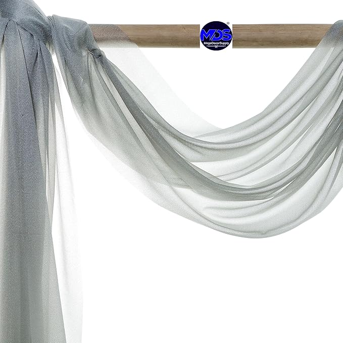 MDS Halloween Chiffon Draping Fabric - 2 Panel, 30" Wide x 40ft Long - Sheer Spooky Arbor & Canopy Drapery for Haunted House Backdrops, Party Ceilings, DIY Costumes & Themed Events - Gray