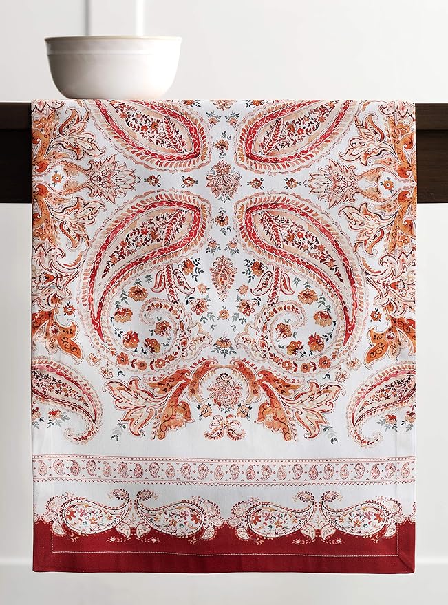 Maison d' Hermine Table Runner 100% Cotton Single Layer Table Runners 60 inches Long for Thanksgiving Christmas Decorations Home Kitchen Dining Party Wedding (Orient, 14.5" x 60")