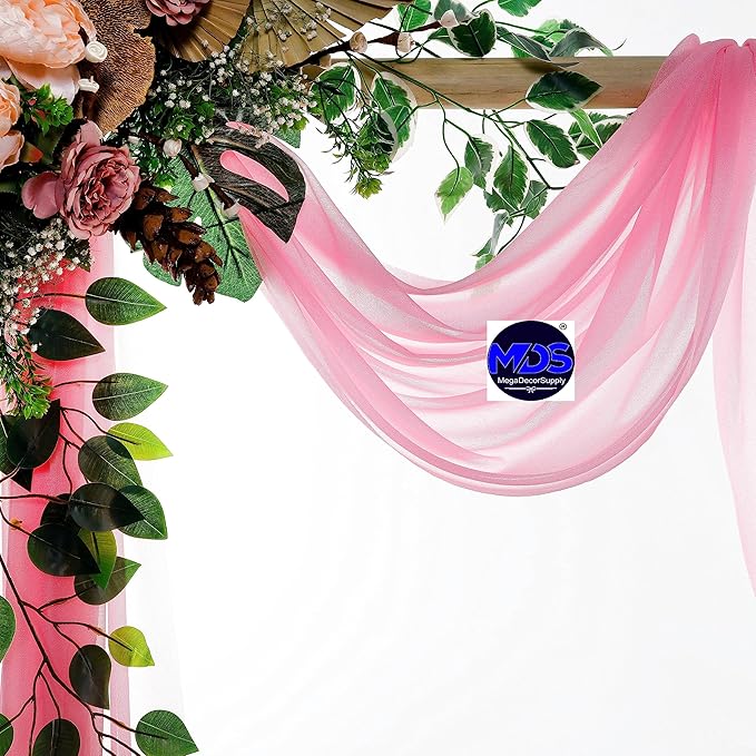 MDS Halloween Chiffon Draping Fabric - 2 Panel, 30" Wide x 50ft Long - Sheer Spooky Arbor & Canopy Drapery for Haunted House Backdrops, Party Ceilings, DIY Costumes & Themed Events - Coral