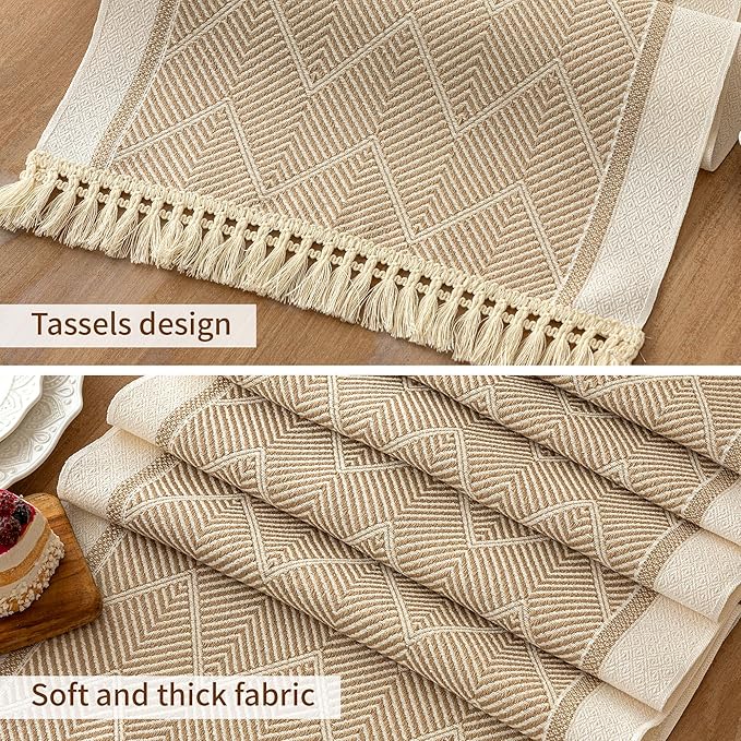 Table Runners 63 Inches,Waterproof Boho Table Runner with Tassel Fringe,Table Runner for Party Coffee Table