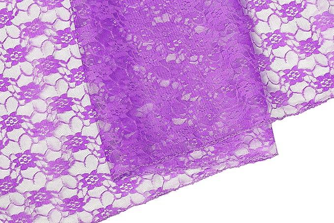 MDS Pack of 25 Wedding 12 x 108 inches Lace Table Runner for Wedding, Decorations for Birthday Parties, Banquets, Graduations, Engagements, and Runners fit Rectangle, Round Table- Lavender