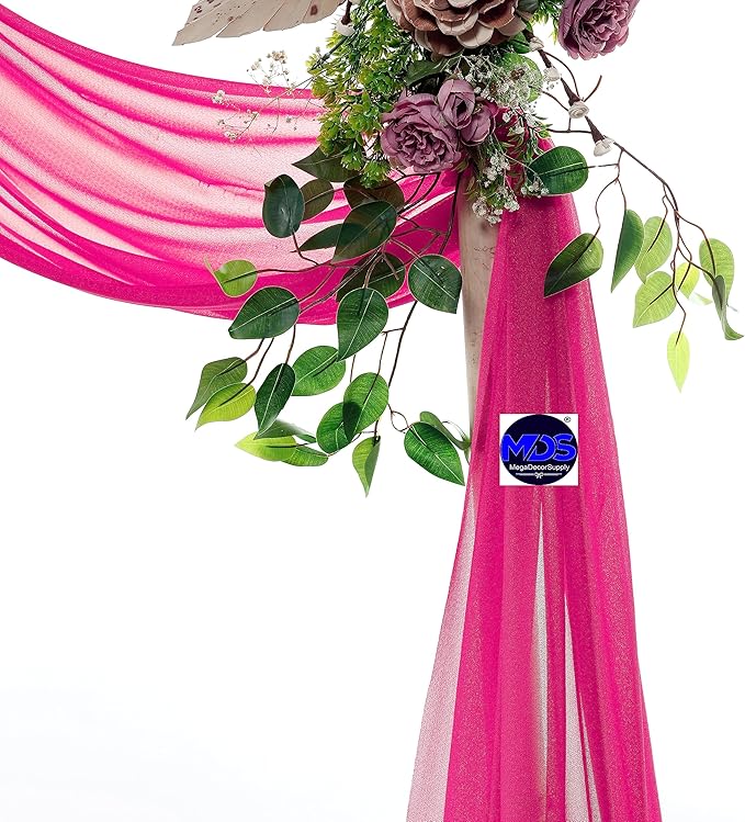 MDS Halloween Chiffon Draping Fabric - 1 Panel, 30" Wide x 75ft Long - Sheer Spooky Arbor & Canopy Drapery for Haunted House Backdrops, Party Ceilings, DIY Costumes & Themed Events - Hot Pink