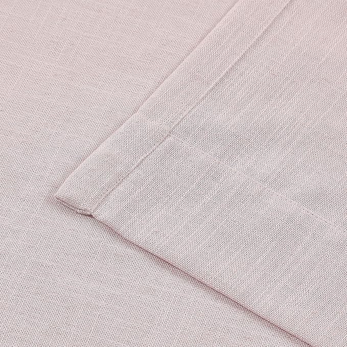 Vision Home Light Pink Pinch Pleated Semi Sheer Curtains Textured Linen Blended Light Filtering Window Curtains 72 inch for Living Room Bedroom Pinch Pleat Drapes with Hooks 2 Panels 40" Wx72 L