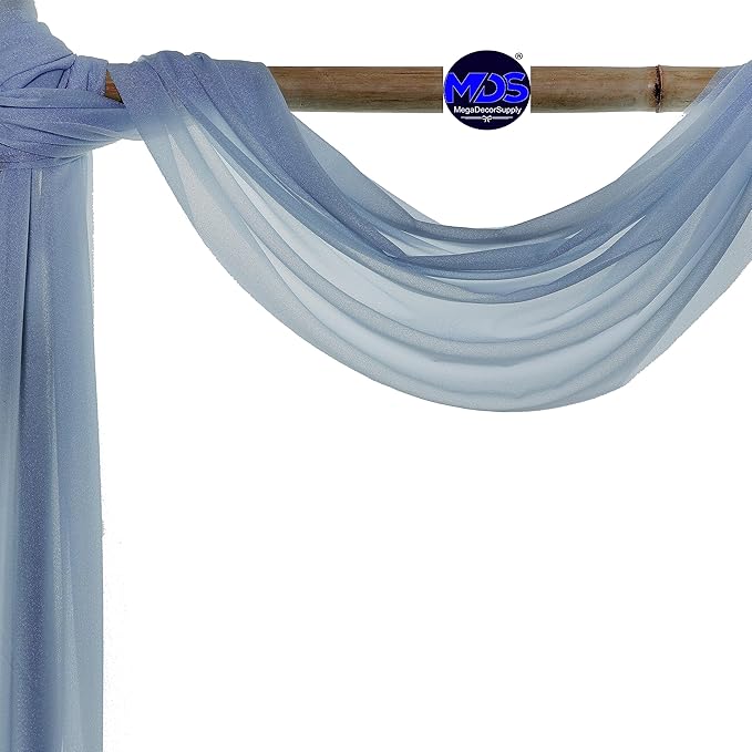 MDS Halloween Chiffon Draping Fabric - 1 Panel, 30" Wide x 100ft Long - Sheer Spooky Arbor & Canopy Drapery for Haunted House Backdrops, Party Ceilings, DIY Costumes & Themed Events - Dusty Blue