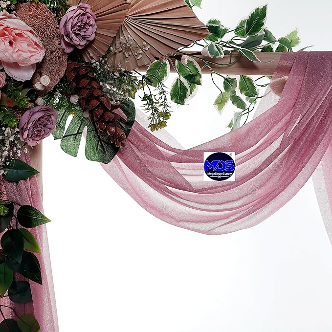 MDS Halloween Chiffon Draping Fabric - 2 Panel, 30" Wide x 75ft Long - Sheer Spooky Arbor & Canopy Drapery for Haunted House Backdrops, Party Ceilings, DIY Costumes & Themed Events - Mauva