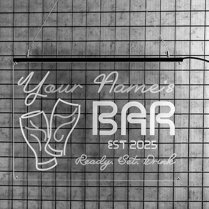 Personalized Pool Side Bar & Grill Neon Sign, Custom LED Name Sign for Backyard, Patio, Outdoor Bar, Tropical Pool Decor, Gift for Summer Fun Lovers