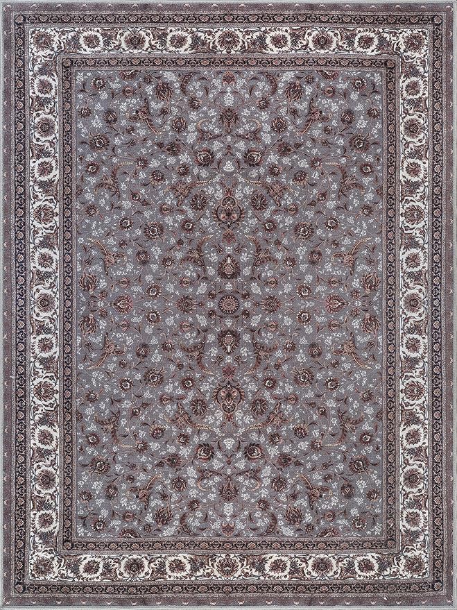 Bloom Rugs Washable Non-Slip 3' x 5' Rug - Slate Gray Traditional Oriental Area Rug for Living Room, Bedroom, Dining Room, and Kitchen - Exact Size: 3' x 5'
