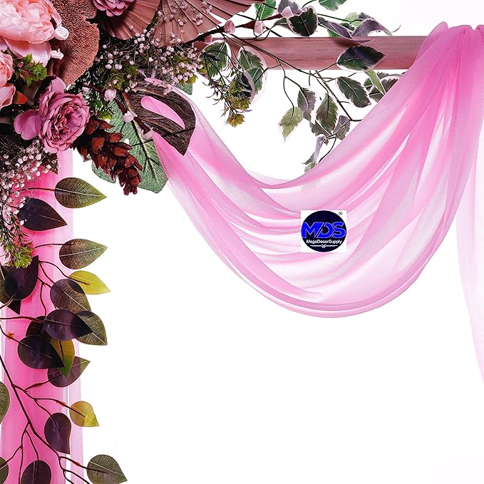 MDS Halloween Chiffon Draping Fabric - 1 Panel, 30" Wide x 40ft Long - Sheer Spooky Arbor & Canopy Drapery for Haunted House Backdrops, Party Ceilings, DIY Costumes & Themed Events - Bubblegum Pink