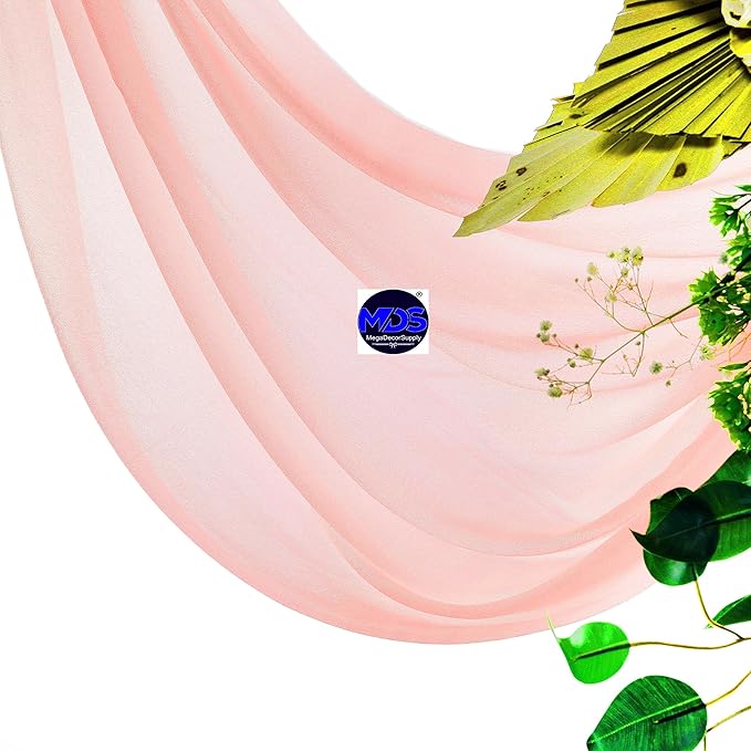 MDS Halloween Chiffon Draping Fabric - 1 Panel, 30" Wide x 20ft Long - Sheer Spooky Arbor & Canopy Drapery for Haunted House Backdrops, Party Ceilings, DIY Costumes & Themed Events - Peach