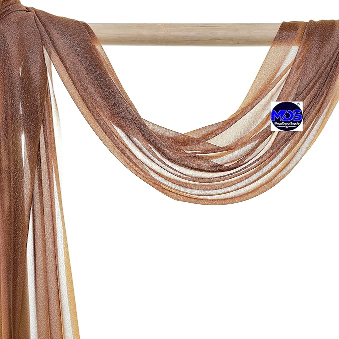 MDS Halloween Chiffon Draping Fabric - 1 Panel, 30" Wide x 30ft Long - Sheer Spooky Arbor & Canopy Drapery for Haunted House Backdrops, Party Ceilings, DIY Costumes & Themed Events - Mocha