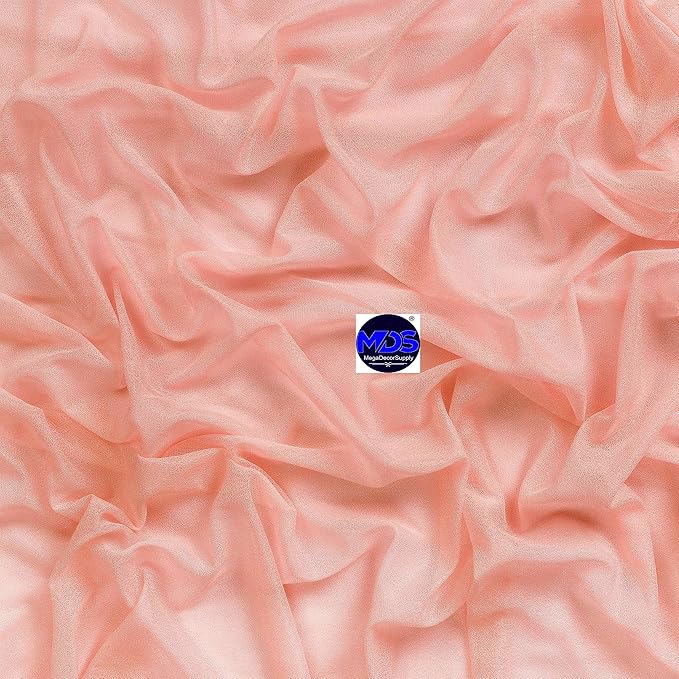 MDS Halloween Chiffon Draping Fabric - 1 Panel, 30" Wide x 40ft Long - Sheer Spooky Arbor & Canopy Drapery for Haunted House Backdrops, Party Ceilings, DIY Costumes & Themed Events - Peach
