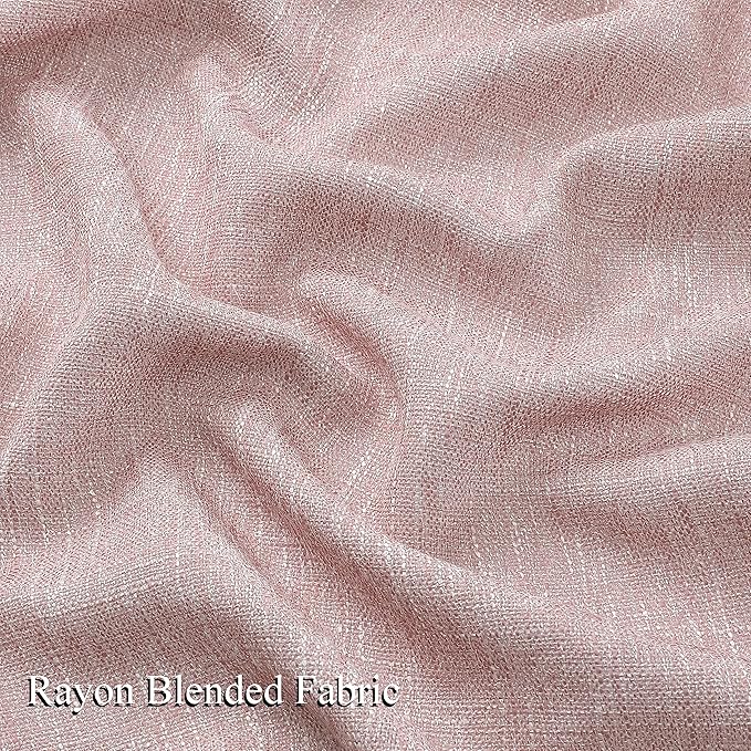 Vision Home Pink Pinch Pleated Semi Sheer Curtains for Girls Bedroom Living Room Textured Light Filtering Window Curtains 112 inch Rayon Blended Pinch Pleat Pink Drapes with Hooks 2 Panels 40"Wx112"L