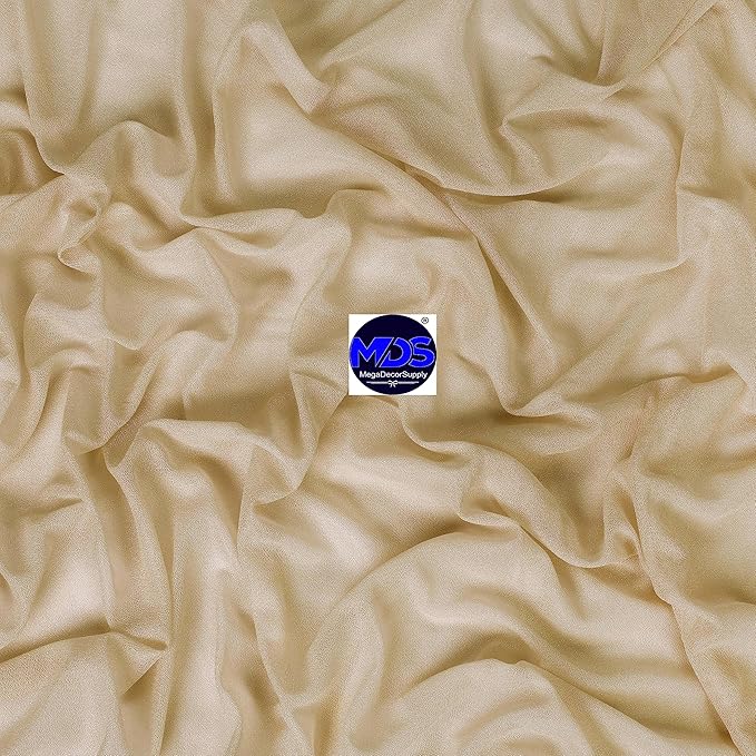 MDS Halloween Chiffon Draping Fabric - 2 Panel, 30" Wide x 40ft Long - Sheer Spooky Arbor & Canopy Drapery for Haunted House Backdrops, Party Ceilings, DIY Costumes & Themed Events - Champagne Gold